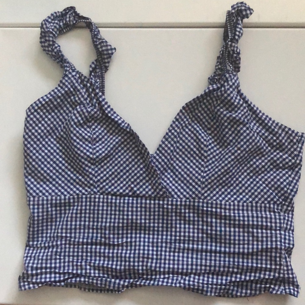 Blue ruffle crop top